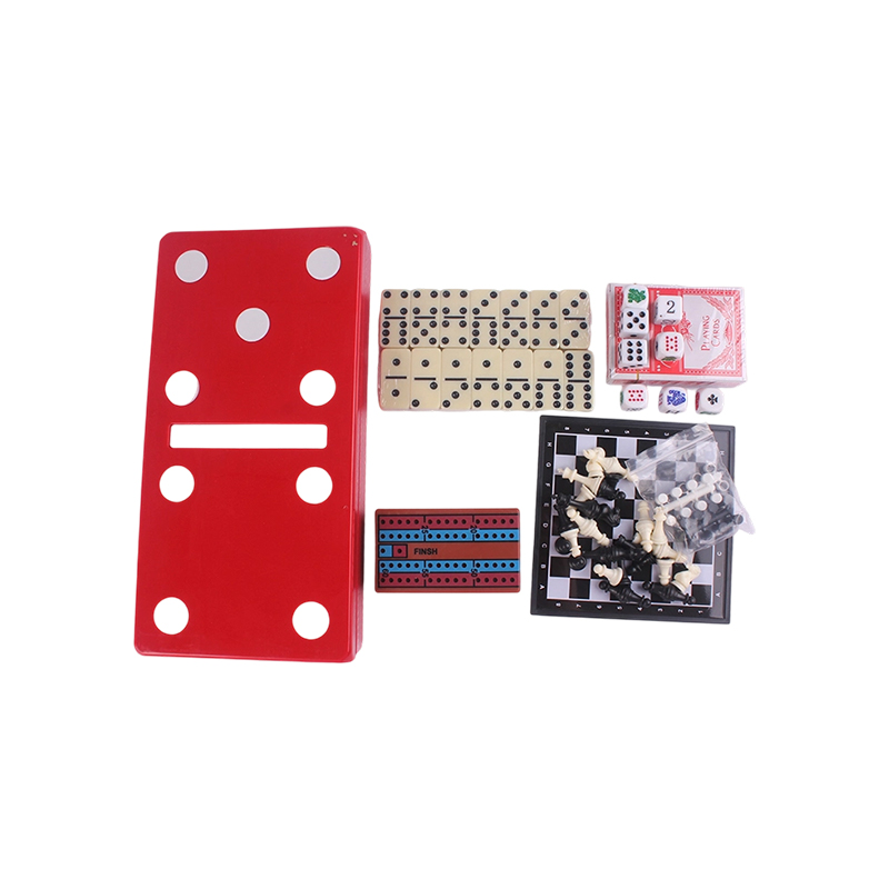 إصدار Red Polka-Dot - مجموعة كومبو كلاسيكية من الدومينو والكريبج
